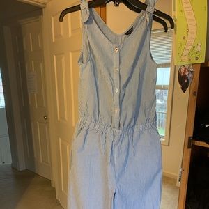Seersucker Sleeveless Jumpsuit
